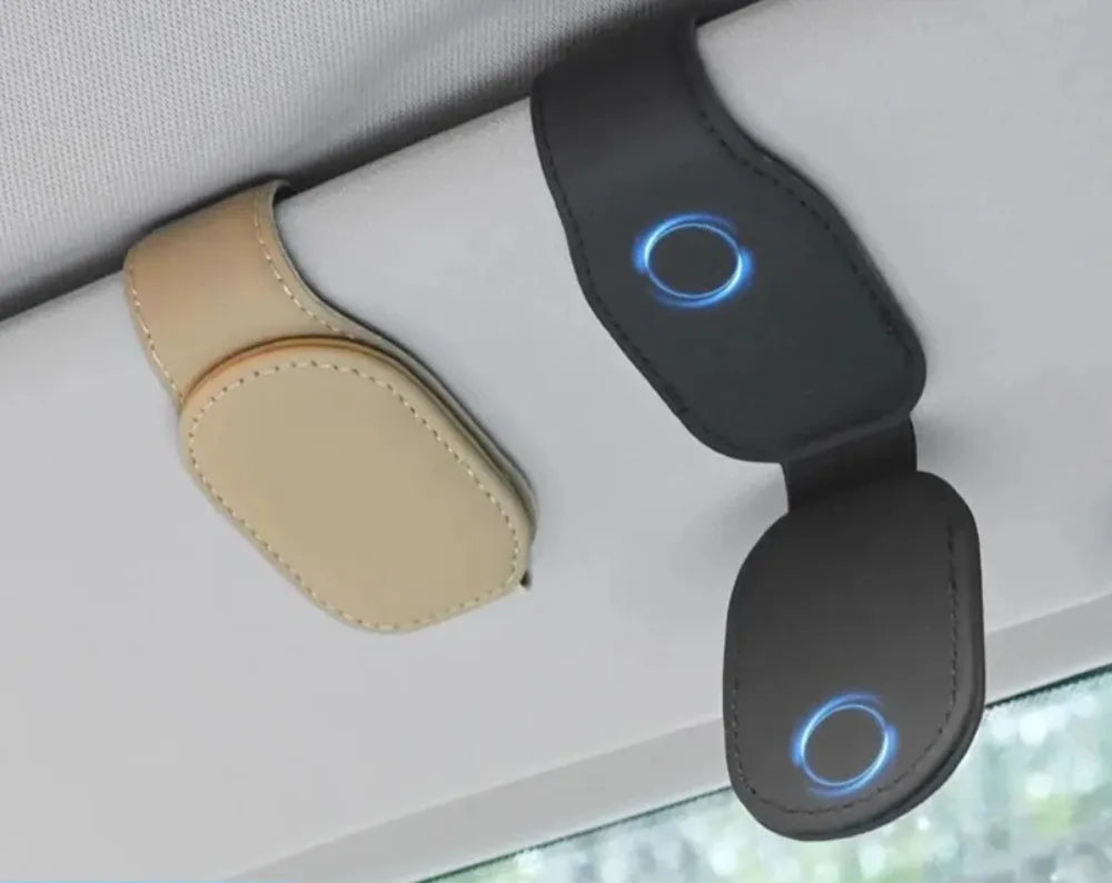 Magnetic Leather Car Sunglasses Holder