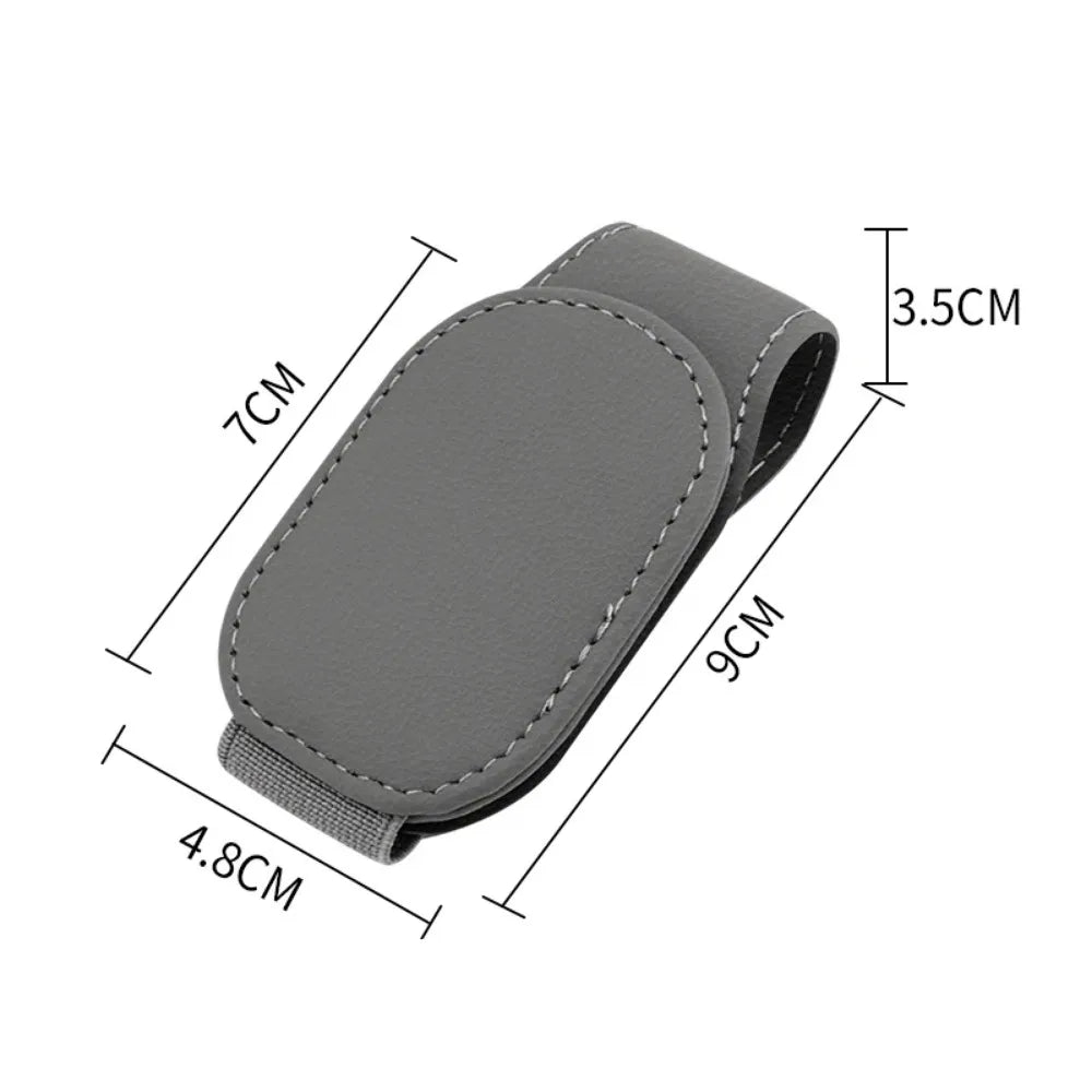 Magnetic Leather Car Sunglasses Holder