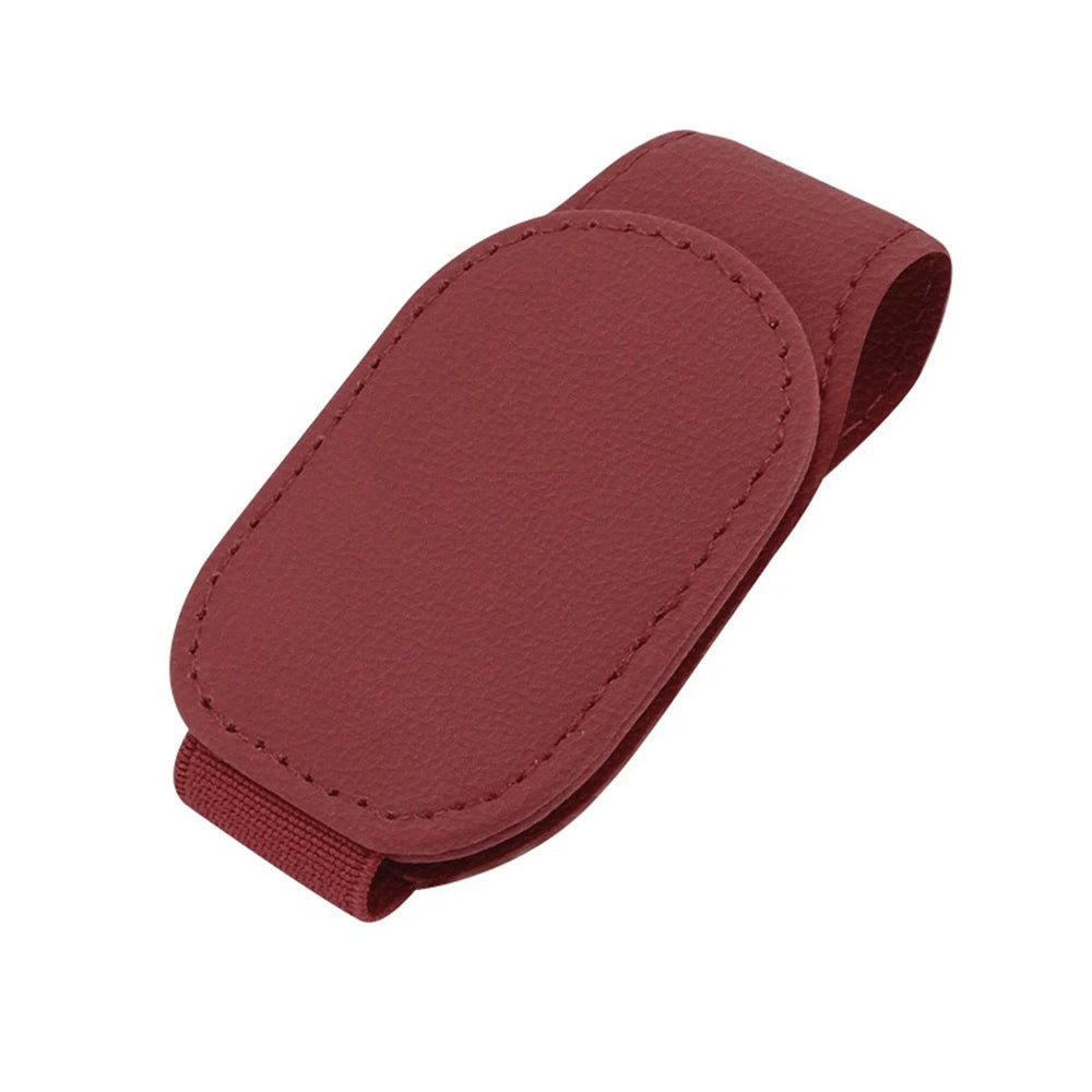 Magnetic Leather Car Sunglasses Holder
