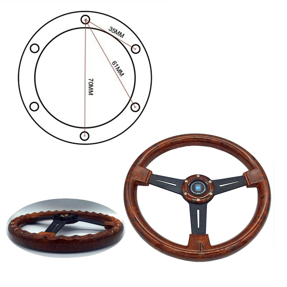 Retro wooden racing steering wheel