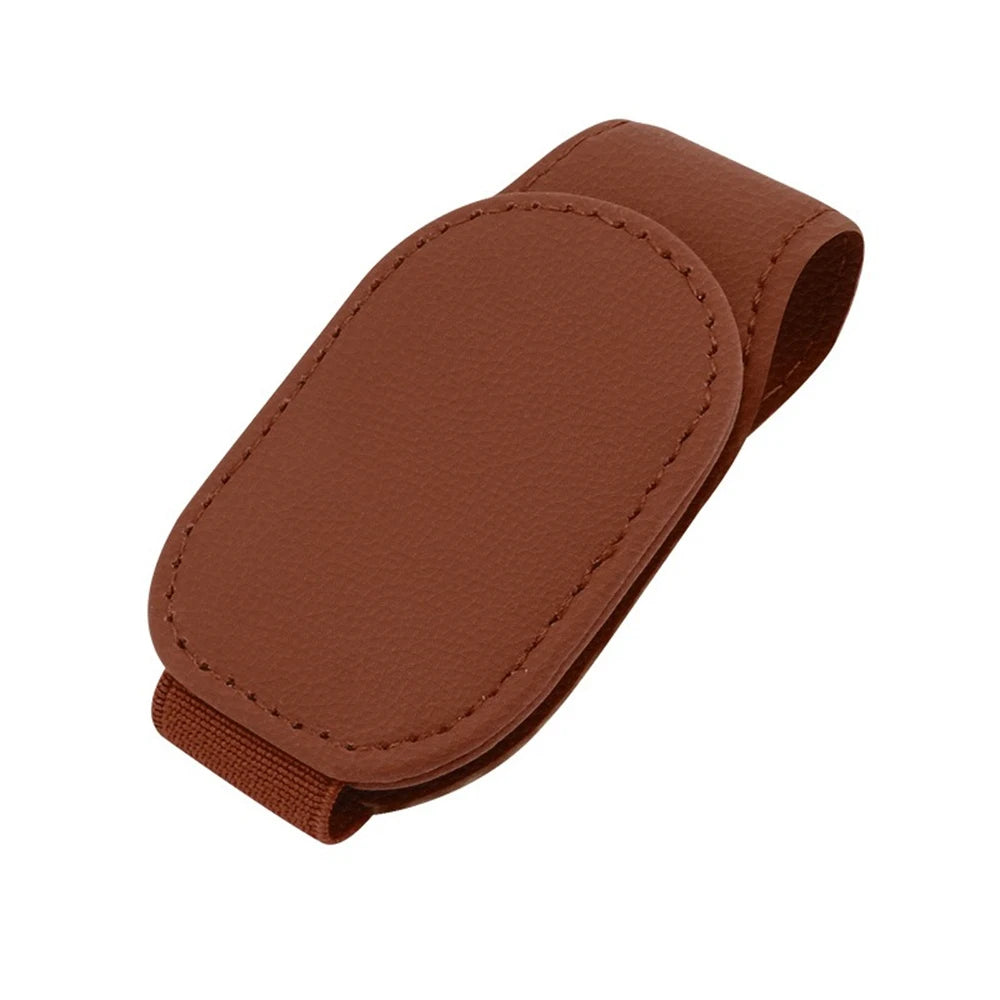 Magnetic Leather Car Sunglasses Holder