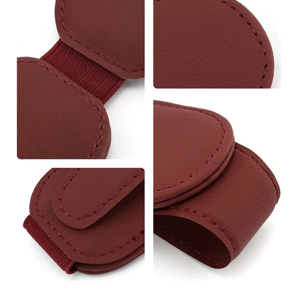 Magnetic Leather Car Sunglasses Holder