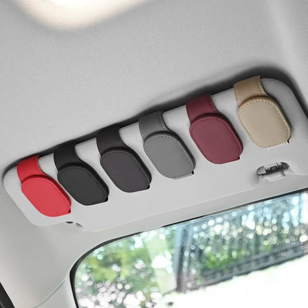 Magnetic Leather Car Sunglasses Holder