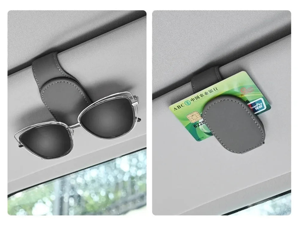 Magnetic Leather Car Sunglasses Holder