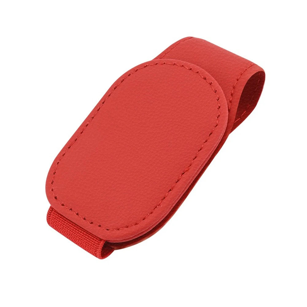 Magnetic Leather Car Sunglasses Holder