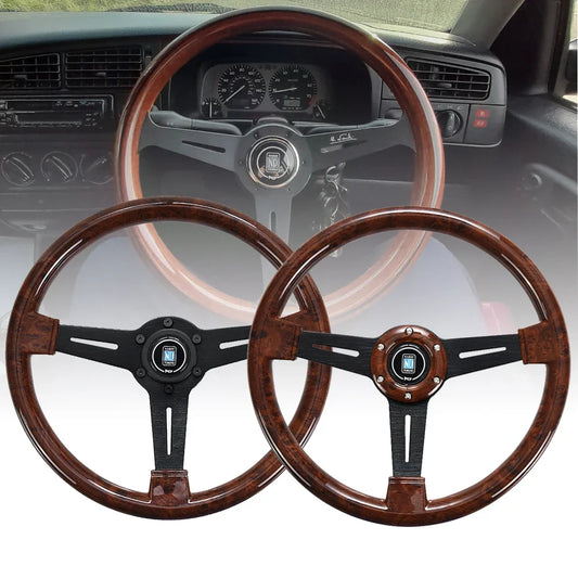 Retro wooden racing steering wheel