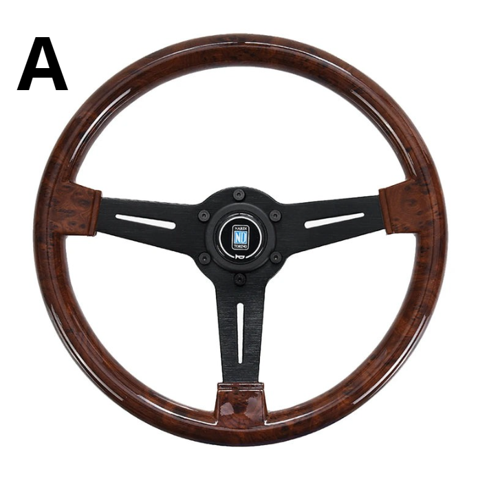 Retro wooden racing steering wheel